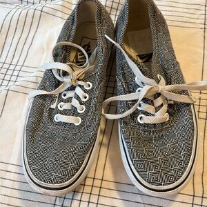 Black and White Geometric Platform Vans